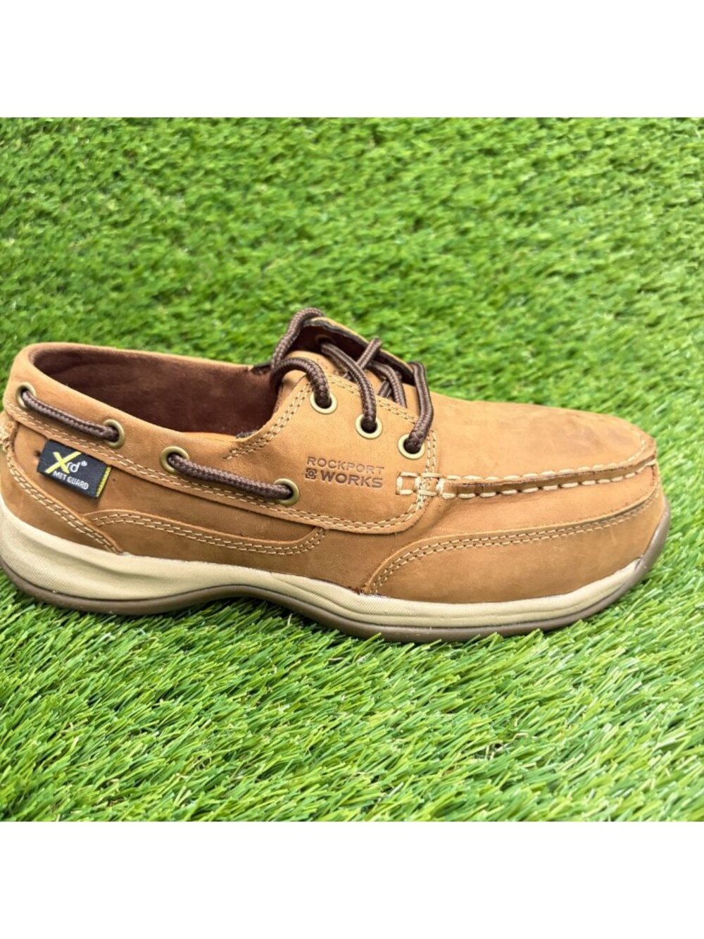 Rockport Sailing Club Womens Size 8 Brown Ivory Steel Toe Safety Work Boat Shoes